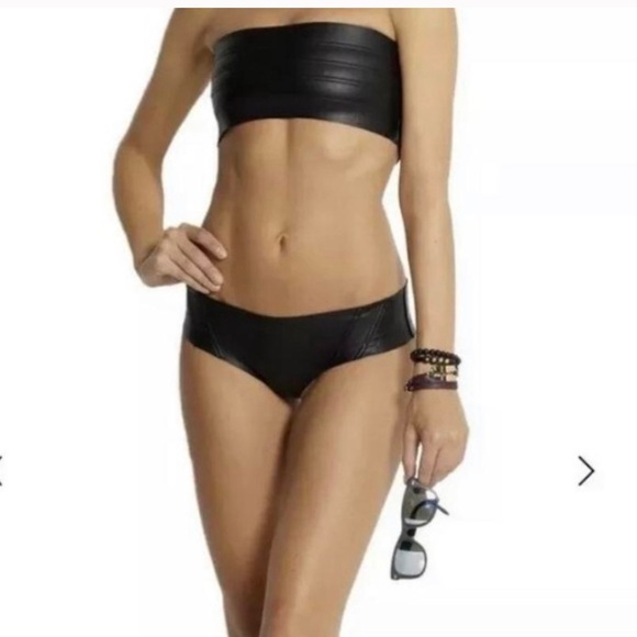 MIKOH NEOPRENE BANDEAU TOP AND HIPSTER BOTTOMS BLACK XS - sold as set! - Picture 2 of 8